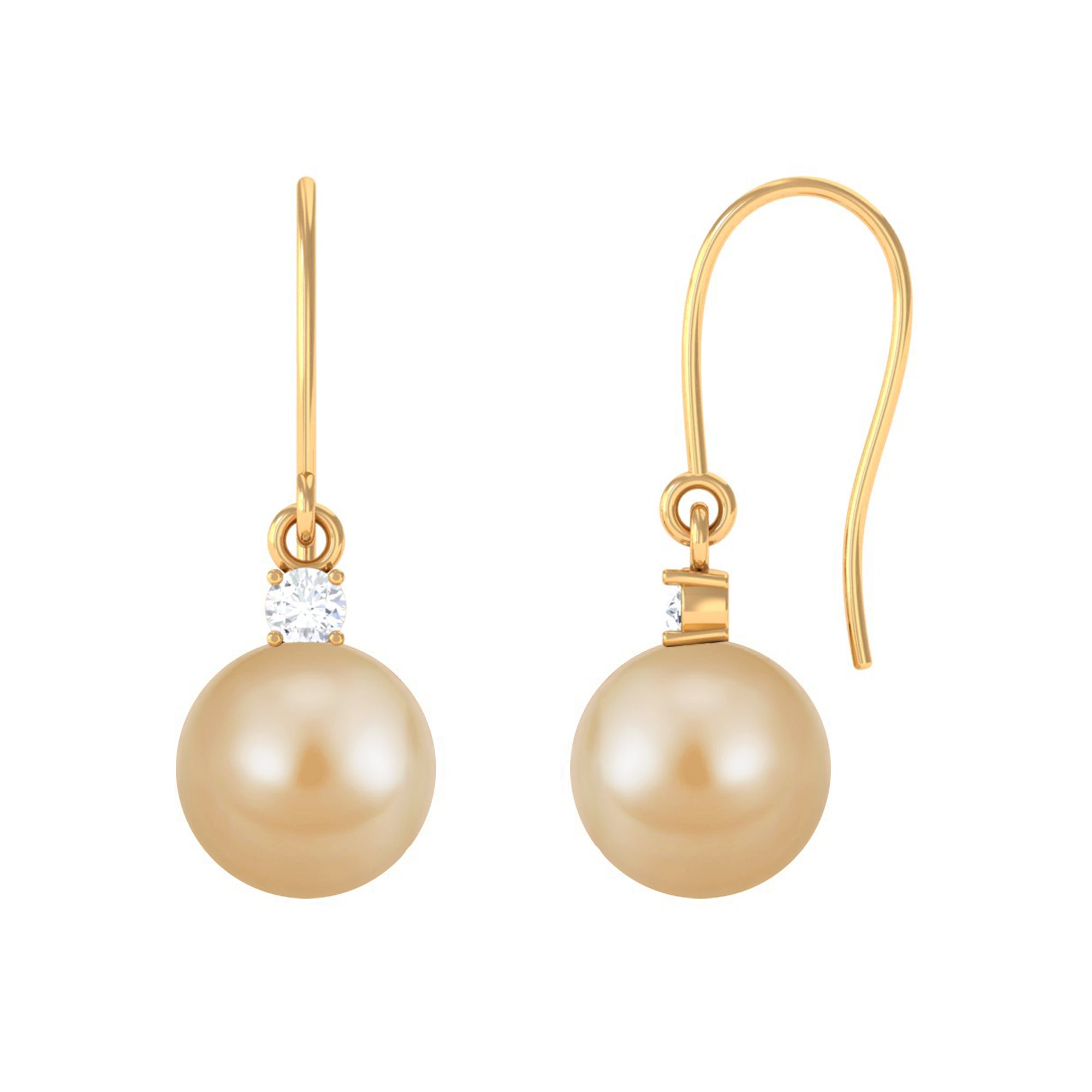 Arisha Jewels-Minimal South Sea Pearl Drop Earrings with Diamond