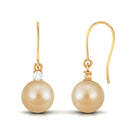 Arisha Jewels-Minimal South Sea Pearl Drop Earrings with Diamond