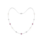 Freshwater Pearl Station Chain Necklace with Tourmaline and Diamond Freshwater Pearl-AAAA Quality - Arisha Jewels