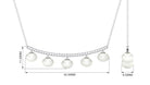 Real Freshwater Pearl Curved Bar Necklace with Diamond Freshwater Pearl-AAAA Quality - Arisha Jewels