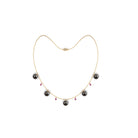 Classic Black Pearl Layering Necklace with Pink Tourmaline Tahitian pearl-AAAA Quality - Arisha Jewels