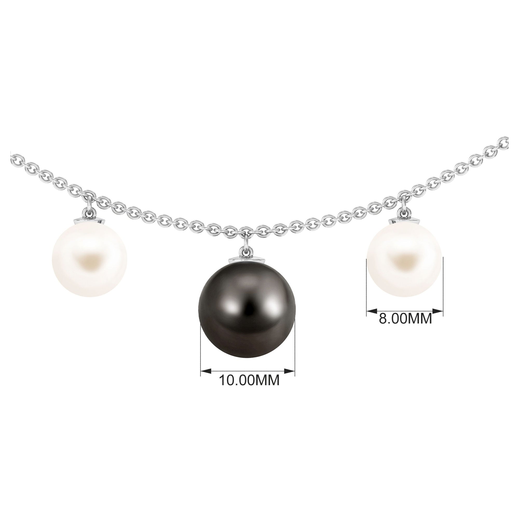 Black and White Pearl Layered Necklace Tahitian pearl-AAAA Quality - Arisha Jewels