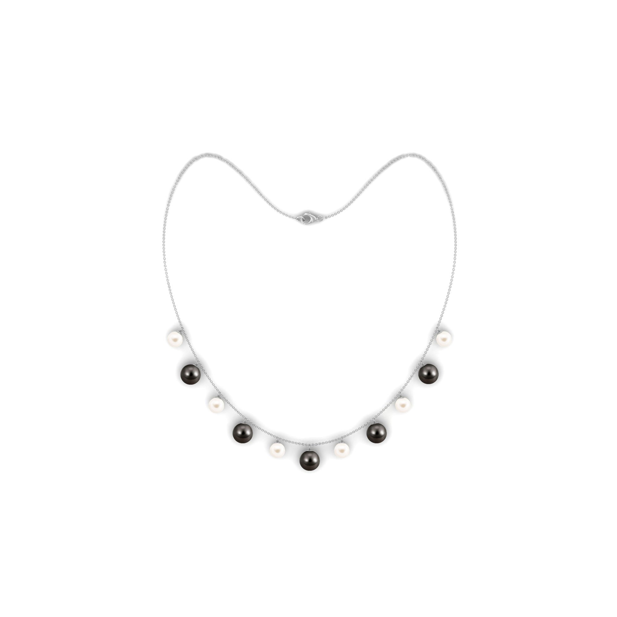 Black and White Pearl Layered Necklace Tahitian pearl-AAAA Quality - Arisha Jewels