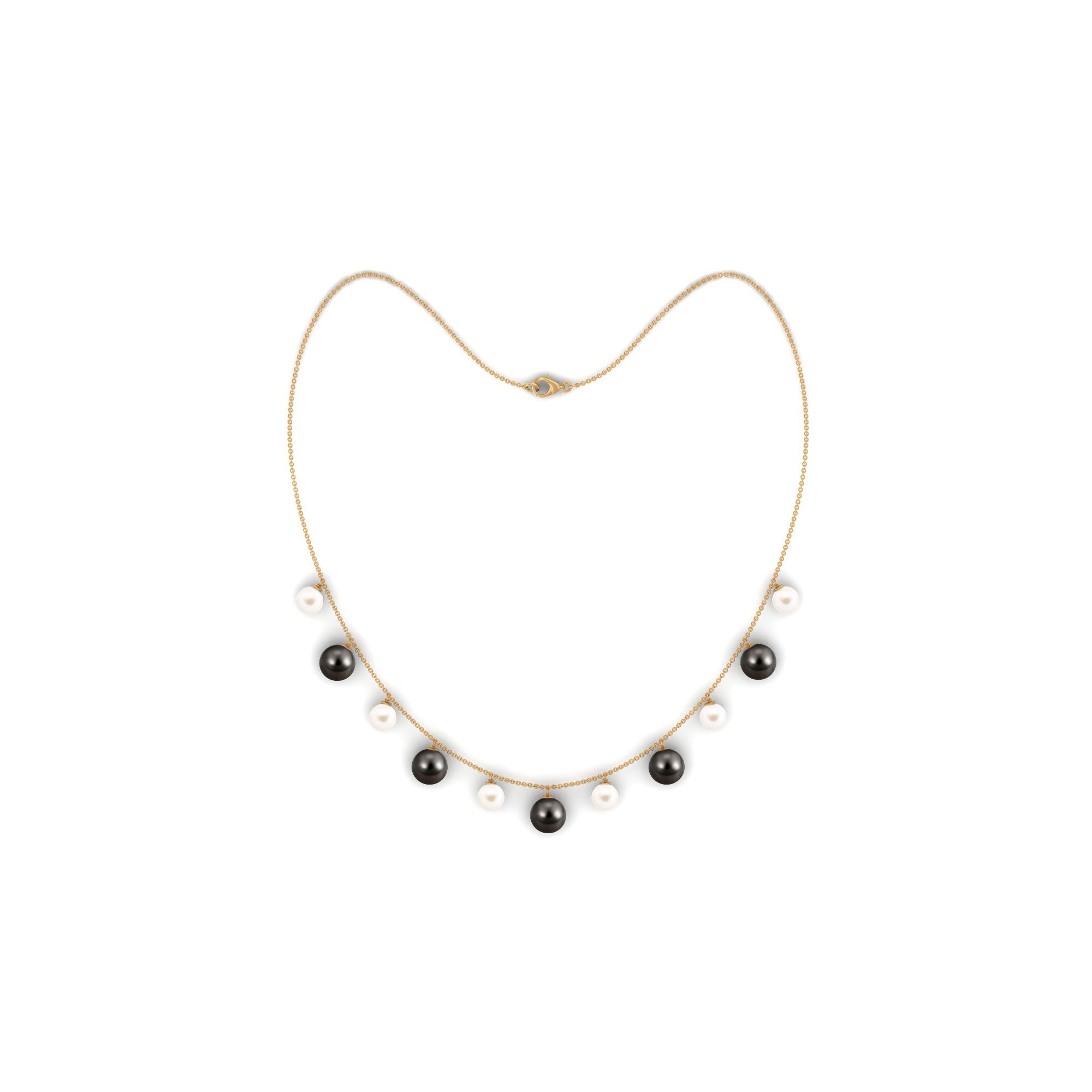 Black and White Pearl Layered Necklace Tahitian pearl-AAAA Quality - Arisha Jewels