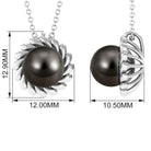 8 MM Black Pearl Solitaire Pendant in Spiral Design Tahitian pearl-AAA Quality - Arisha Jewels