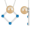 Arisha Jewels-Golden South Sea Pearl Contemporary Necklace with Blue Topaz