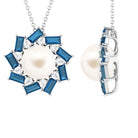 Arisha Jewels-Real Freshwater Pearl Statement Pendant with London Blue Topaz