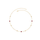 Freshwater Pearl Station Chain Necklace with Tourmaline and Diamond Freshwater Pearl-AAA Quality - Arisha Jewels