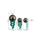 Nature Inspired Jewelry Set with Tahitian Pearl and Emerald Tahitian pearl-AAA Quality - Arisha Jewels