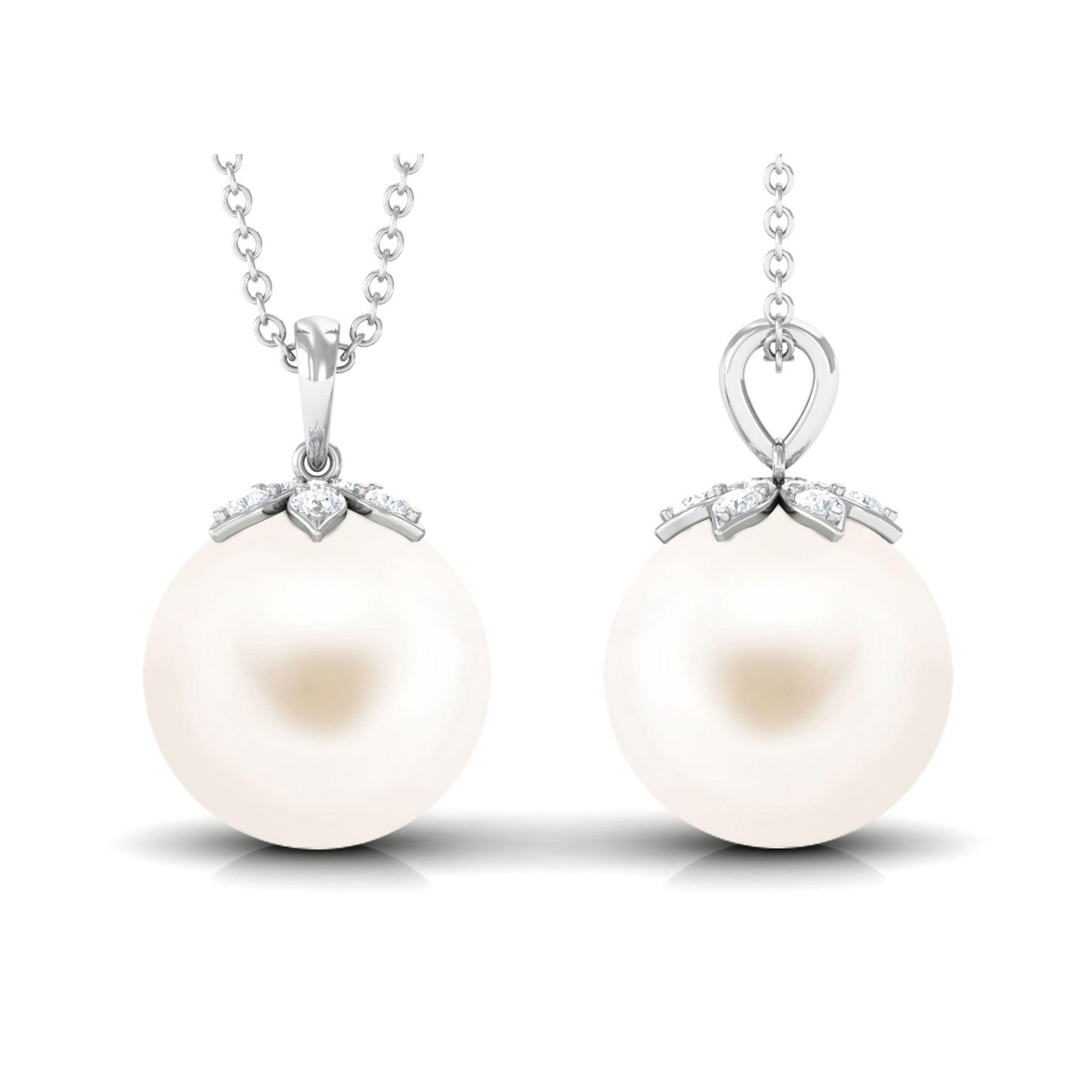 Arisha Jewels-Handpicked Freshwater Pearl Drop Pendant with Diamond