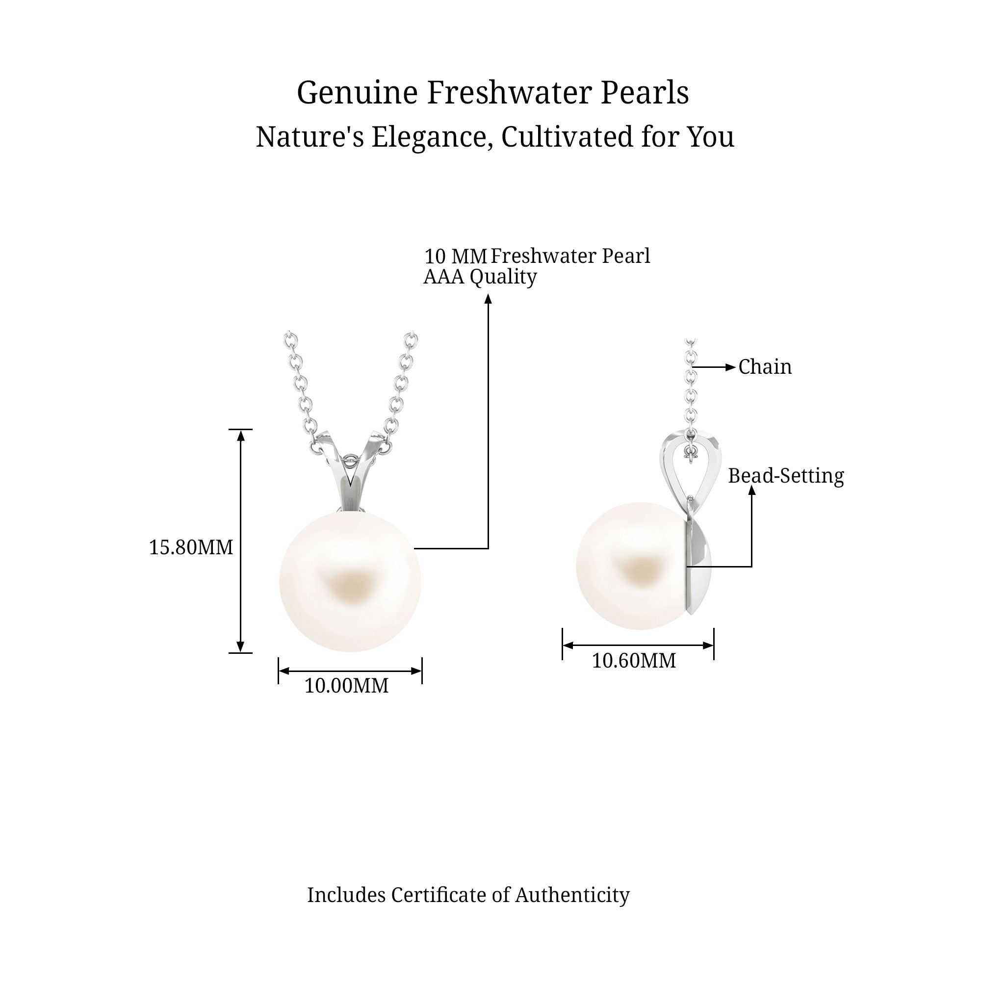 Arisha Jewels-Cultured Freshwater Pearl Solitaire Pendant Necklace