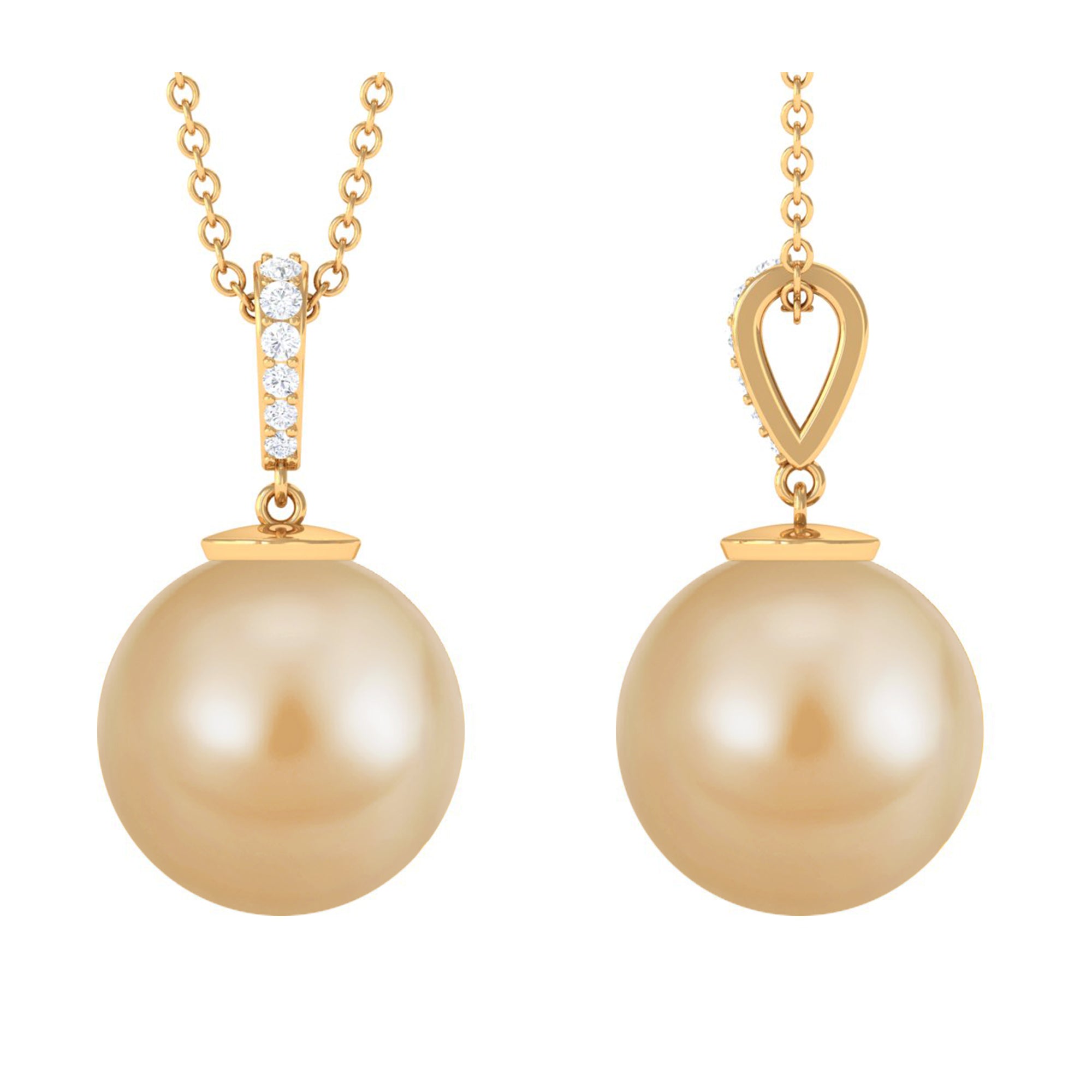 Minimal South Sea Pearl Drop Pendant with Diamond South Sea Pearl - ( AAA ) - Quality - Arisha Jewels