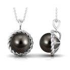 Tahitian Pearl Solitaire Pendant in Twisted Rope Frame Tahitian pearl - ( AAA ) - Quality - Arisha Jewels