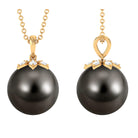 Classy Tahitian Pearl Drop Pendant with Diamond Tahitian pearl - ( AAA ) - Quality - Arisha Jewels