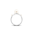 Freshwater Pearl Bridal Ring Set with Diamond Freshwater Pearl-AAAA Quality - Arisha Jewels