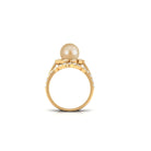 Golden Pearl Floral Bridal Ring Set with Diamond South Sea Pearl-AAA Quality - Arisha Jewels